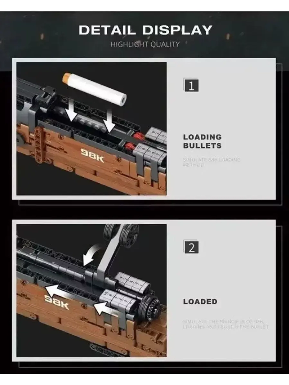 Конструктор Винтовка Маузер Karabiner-98k 1028 деталей 77003