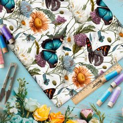 Ткань оксфорд 210 бабочки в ярких цветах