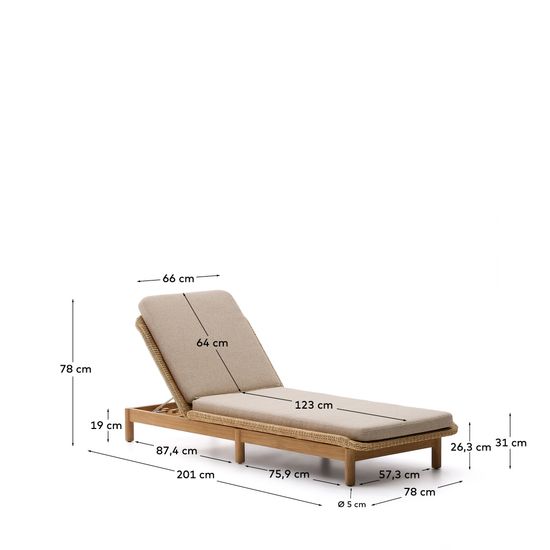 Шезлонг Galea из тикового дерева и синтетического ротанга Испания La Forma
