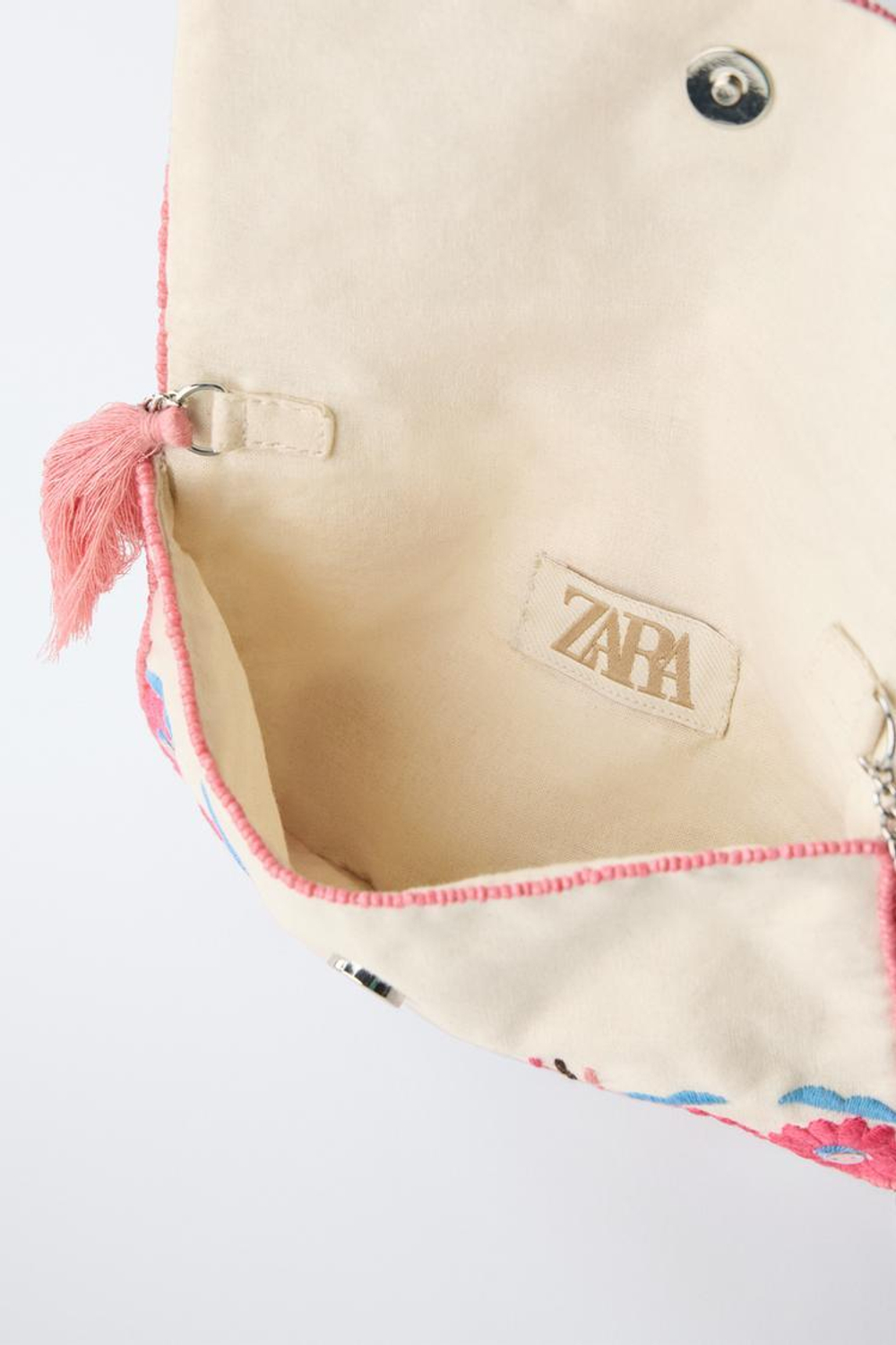 ZARA СУМКА С ЗЕРКАЛЬНЫМИ ДЕТАЛЯМИ И ПЛЕЧЕВЫМ РЕМНЕМ, ЭКРЮ