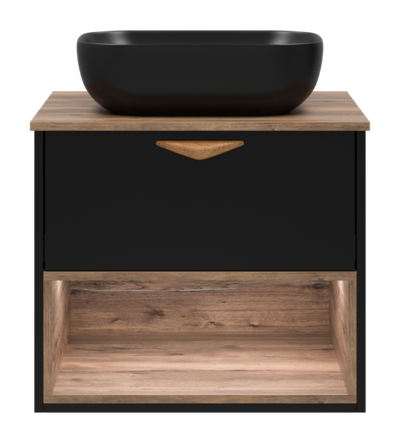 Тумба под раковину Brevita Bergen 60 с подсветкой подвесная (черная)