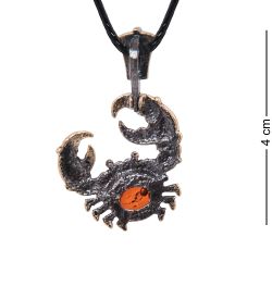 AM-3993 Подвеска «Знак зодиак Рак» (латунь, янтарь)