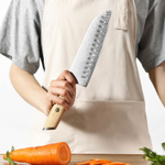 Кухонный нож Xinzuo B37S Santoku нож 7 дюймов клинок 3 Layers Composite рукоять дерево pakka, длина лезвия 18,2 см