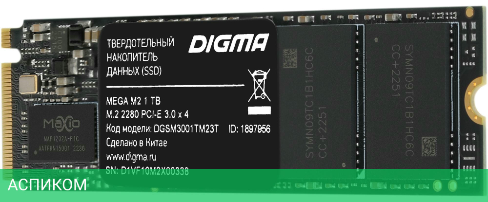 SSD диск Digma Mega M2 1TB (DGSM3001TM23T)