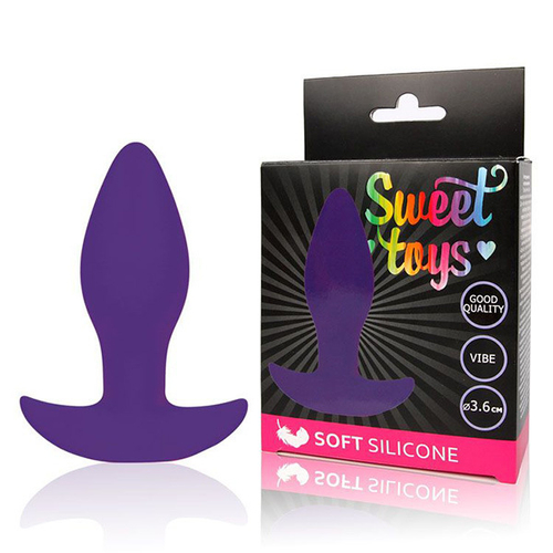 Фиолетовая коническая анальная вибровтулка 8,5см с ограничителем Bior Toys Sweet Toys ST-40178-5