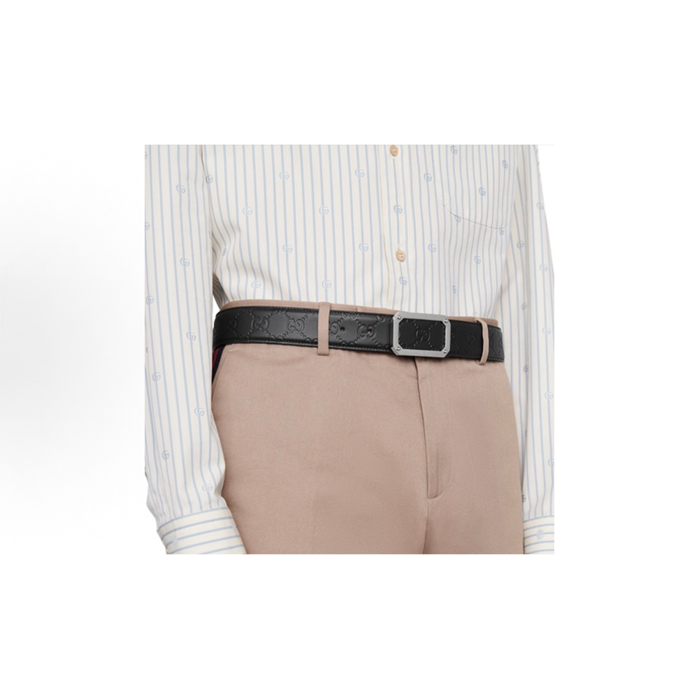 Кожаный ремень Gucci Black Signature Leather Belt