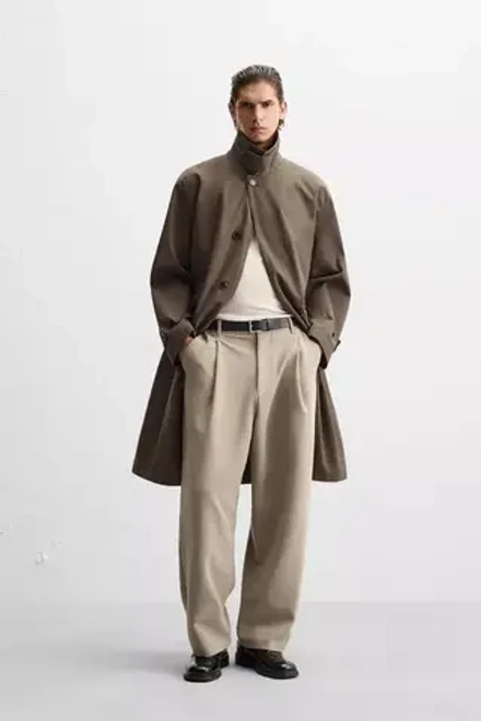 ZARA БРЮКИ СВОБОДНОГО КРОЯ СО СКЛАДКАМИ, СВЕТЛЫЙ РЫЖЕВАТО-КОРИЧНЕВЫЙ