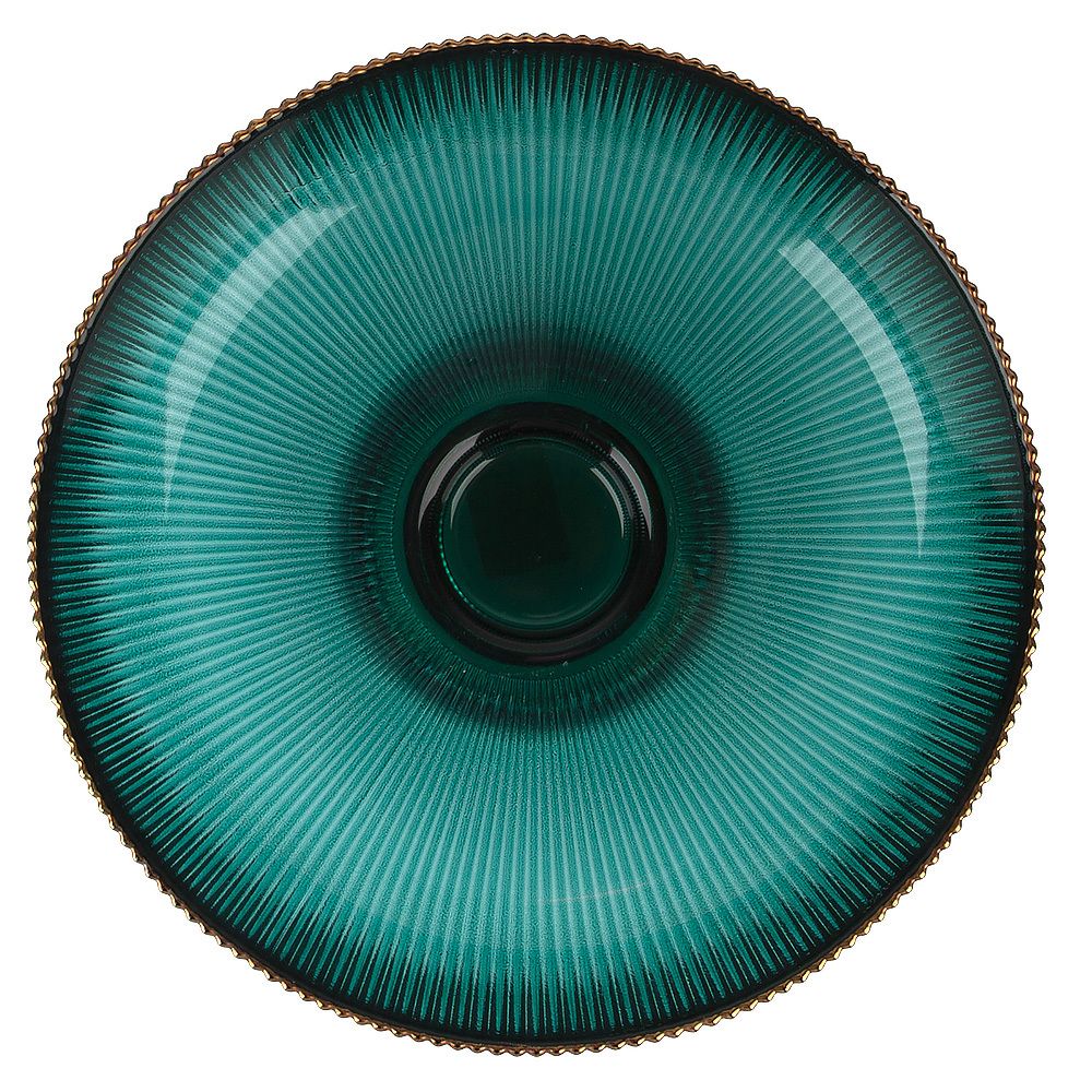 Блюдо на ножке "Frost stripe" (зеленое) d=25,7 см h=11,5см (стекло) (транспортная упаковка)