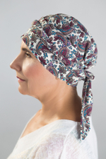 Тюрбан Эмма Лен, шапочка с лентами, сиреневый пейсли