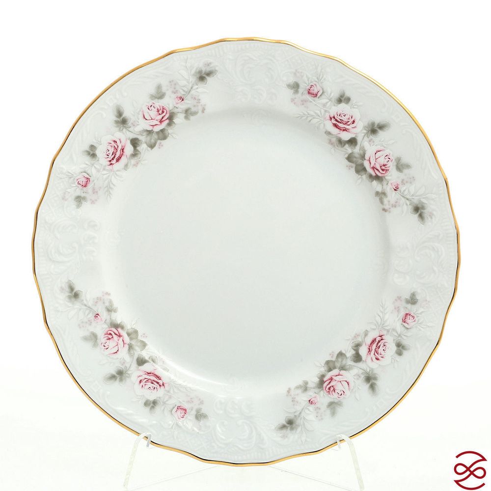 Тарелка Bernadotte Серая роза золото 19 см (1 шт)