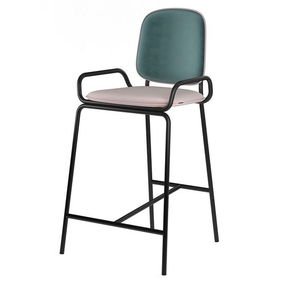 Стул полубарный ror, 2 frame, велюр, черный/зеленый/розовый