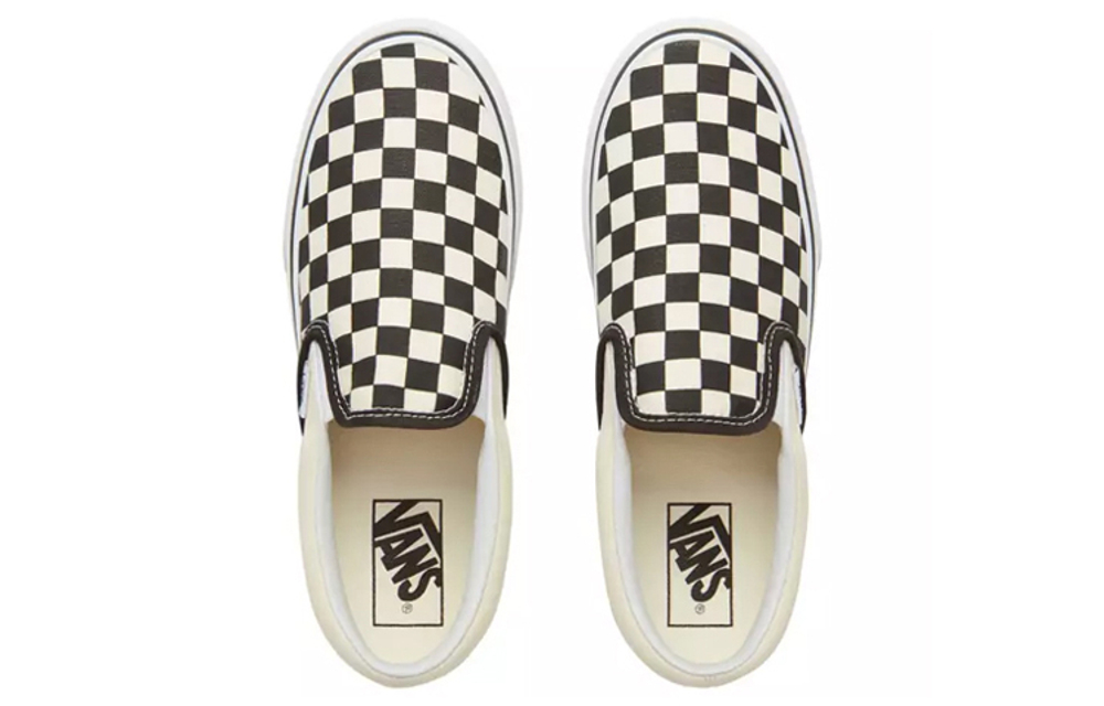 Vans slip-on Checkerboard Classic Platform canvas shock absorption, wear-resistant, non-slip low-top sneakers for men and women in the same style black and white