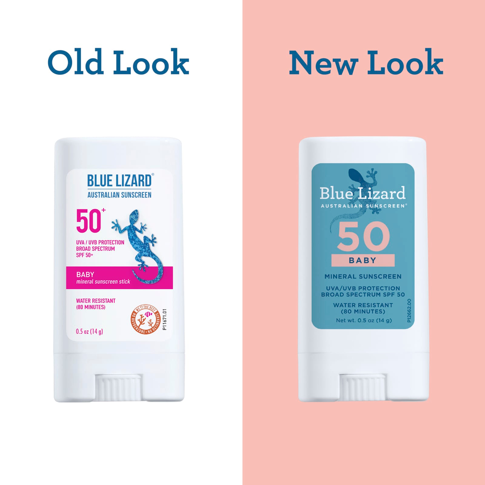 Blue Lizard Australian Sunscreen, Baby Mineral Sunscreen Stick, SPF 50, 0.5 oz (14 g)