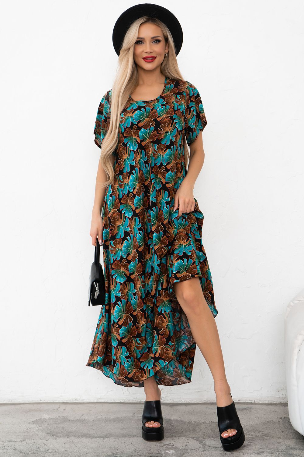 Платье Магия лета (коричневый/бирюза) Р11-867/15 Nikol (Акция)