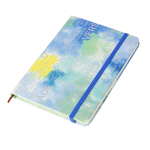 Записная книжка, А7, Alingar, 7БЦ, ПВХ (печать на мокром шелке), на резинке, клетка, 96 л., "Трендовые надписи", синий