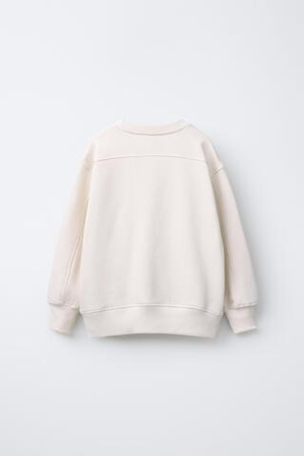 ZARA ТОЛСТОВКА С НАДПИСЬЮ, ЭКРЮ
