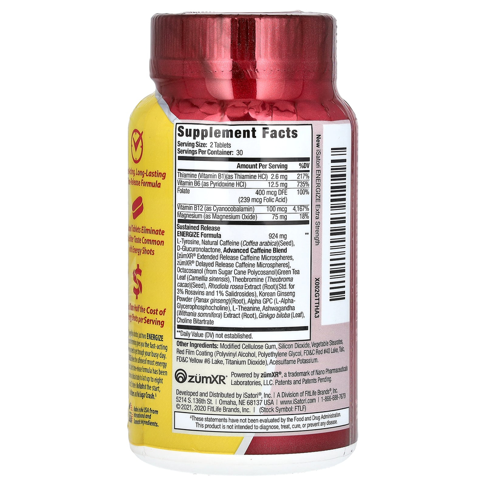 Isatori, Energize, таблетка для повышения энергии на весь день, 60 таблеток