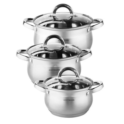 Набор кастрюль 3 предмета (1,4л, 2л, 2,8л) нерж, индукция, НМ 5204