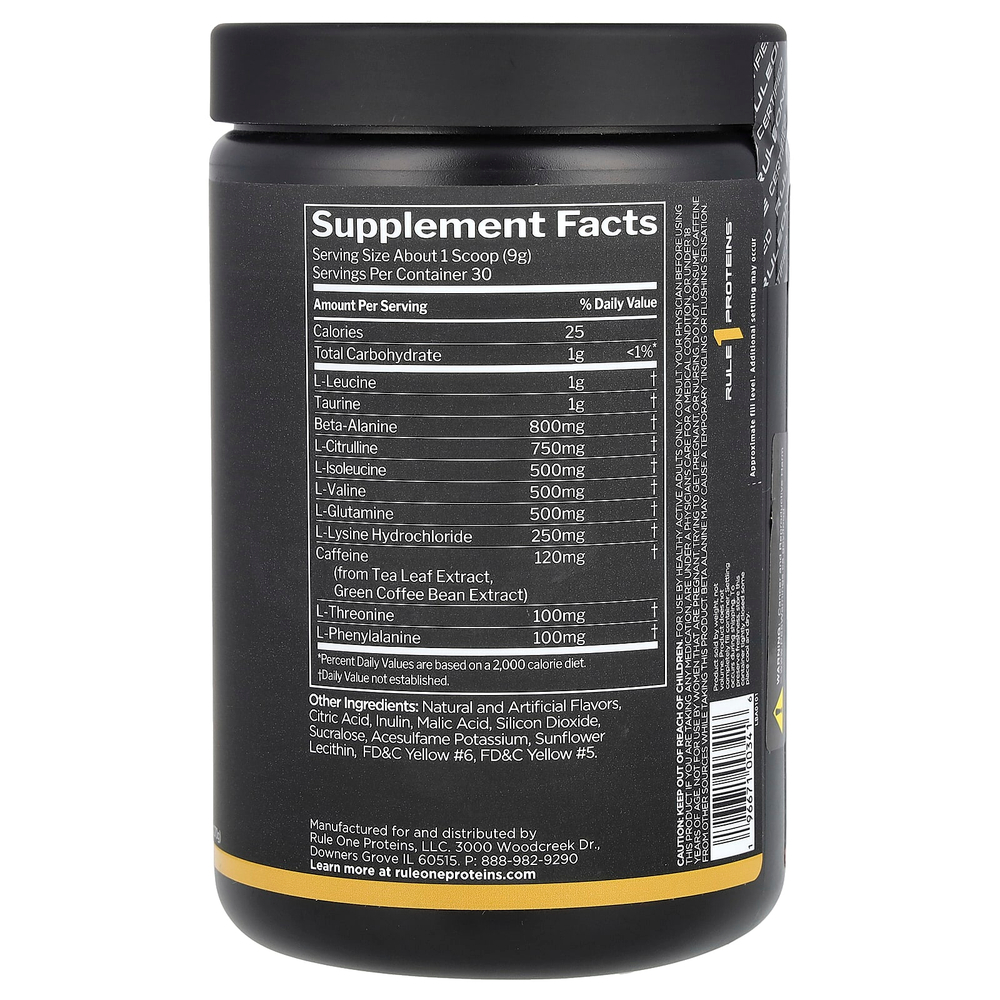 Rule One Proteins, Energized Amino, аминокислоты, персик и манго, 270 г (9,52 унции)