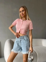 Шорты джинсовые летние широкие короткие клеш бахрома