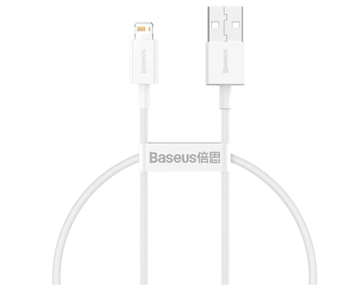 Кабель Baseus Superior Series 2.4A (USB) на (Lightning) (CALYS-02) 25см силикон (белый)