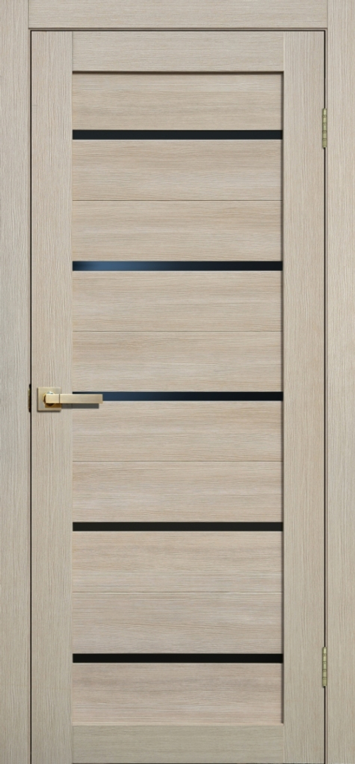 Межкомнатная дверь Lite Doors L26 (Чёрное стекло) Ясень 3D