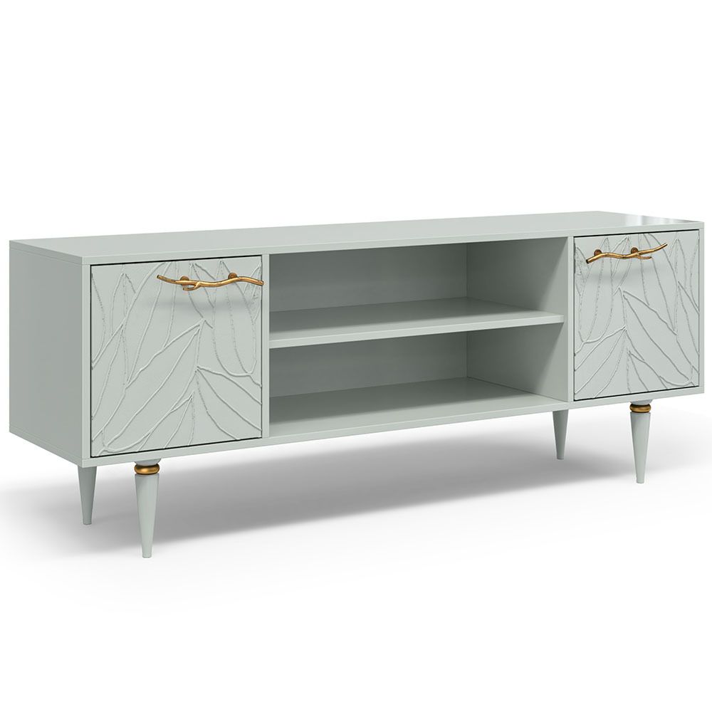 Тумба под ТВ Арт Колор leaves 155см Классик Голд Серый дым