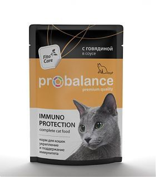 Влажный корм Pro Balance Adult Immuno для взрослых кошек, говядина, 85 г