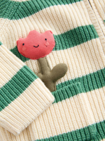 Кардиган вязаный на молнии для девочки Next E25-152, Молочный, Зеленый