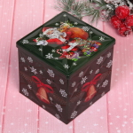 Банка жестяная 9*9*9см «Дед Мороз с подарком»