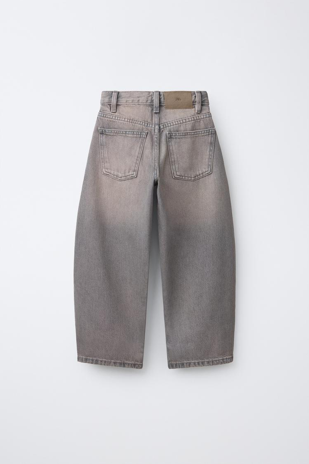 ZARA ДЖИНСЫ BARREL С ЗАКЛЕПКАМИ, СЕРО-КОРИЧНЕВЫЙ