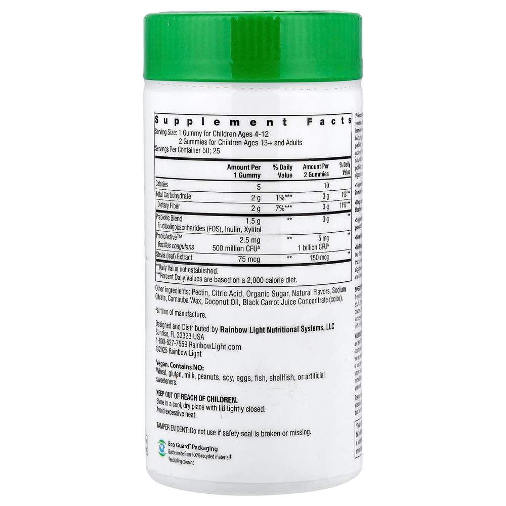 Rainbow Light, Probiolicious, пробиотики, со вкусом ягод, 50 жевательных таблеток