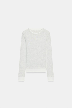 ZARA ФУТБОЛКА С ДВОЙНЫМ КОНТРАСТОМ, СЕРЫЙ МЕЛАНЖ