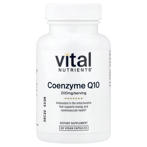 Vital Nutrients, Коэнзим Q10, 200 мг, 60 веганских капсул