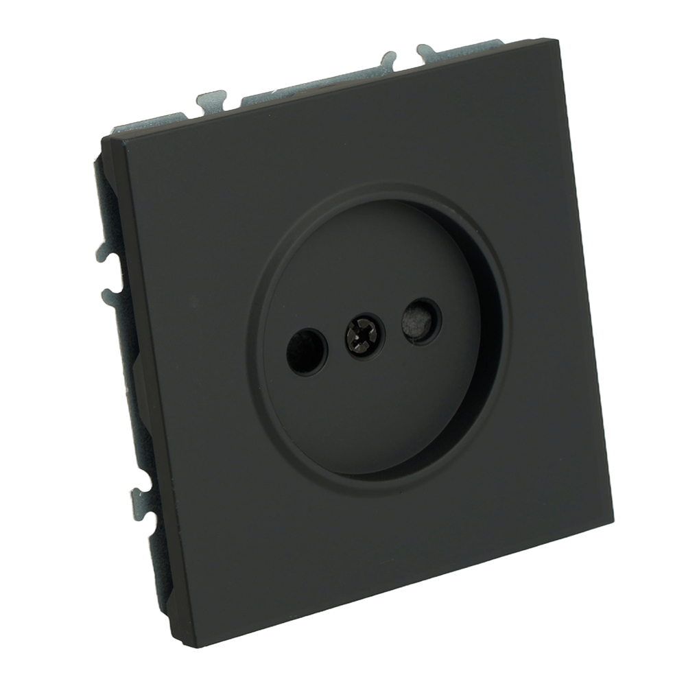 Розетка 1-местная с защитной шторкой (механизм), STEKKER, б/з, 250В, 16А, серия Эмили, RST16-5109-05, черный уголь, soft touch 49850