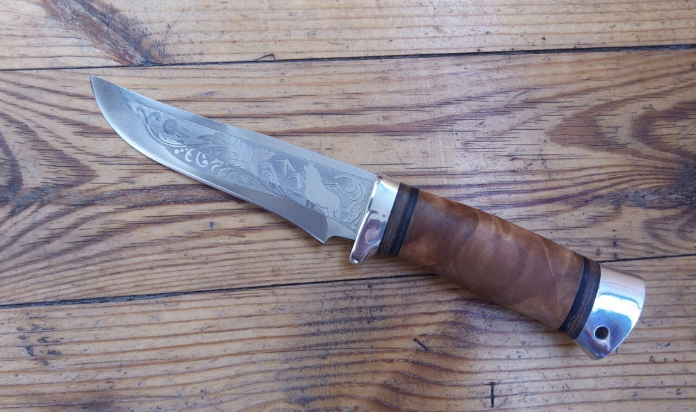 Нож кованый НС-52А Ласка, с алюминиевыми вставками (Златоуст)