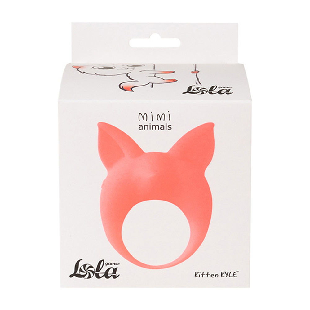 Оранжевое эрекционное кольцо 3,5см с вибрацией Lola Games Mimi Animals Kitten Kyle Orange 7000-21lola