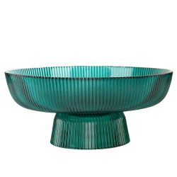 Блюдо на ножке "Frost stripe" (зеленое) d=25,7 см h=11,5см (стекло) (транспортная упаковка)