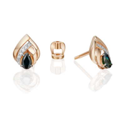 Серьги-пусеты из красного золота с сапфиром и бриллиантом 02-5237-00-105-1110