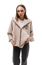 Худи Q2ZA People на молнии (бежевый)