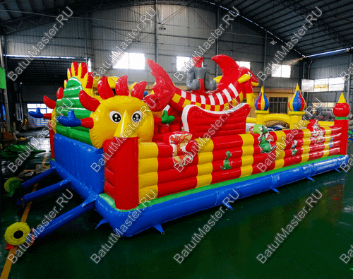 Недорогой батут "Красный дракон" 10*7*3.5 м