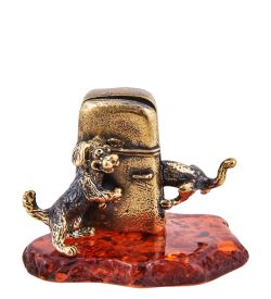 Народные промыслы AM-3716 Фигурка «Собаки Западня» (латунь, янтарь)