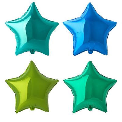 Фольгированный шар-звезда, металлик, зелено-синие оттенки, 46 см