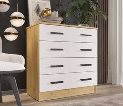 Комод К800 Дуб вотан/ Белый гладкий, 800, 830, 440 МФ "Эра"