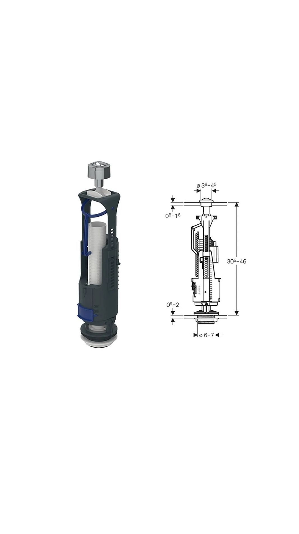 Сливной механизм бачка GEBERIT Impuls Basic 230,240 136.909.21.2
