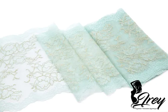 03-212 Кружево эластичное 22 см, ментол/золото