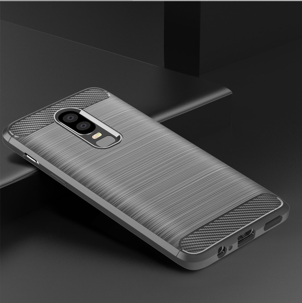 Чехол для OnePlus 6 цвет Gray (серый), серия Carbon от Caseport