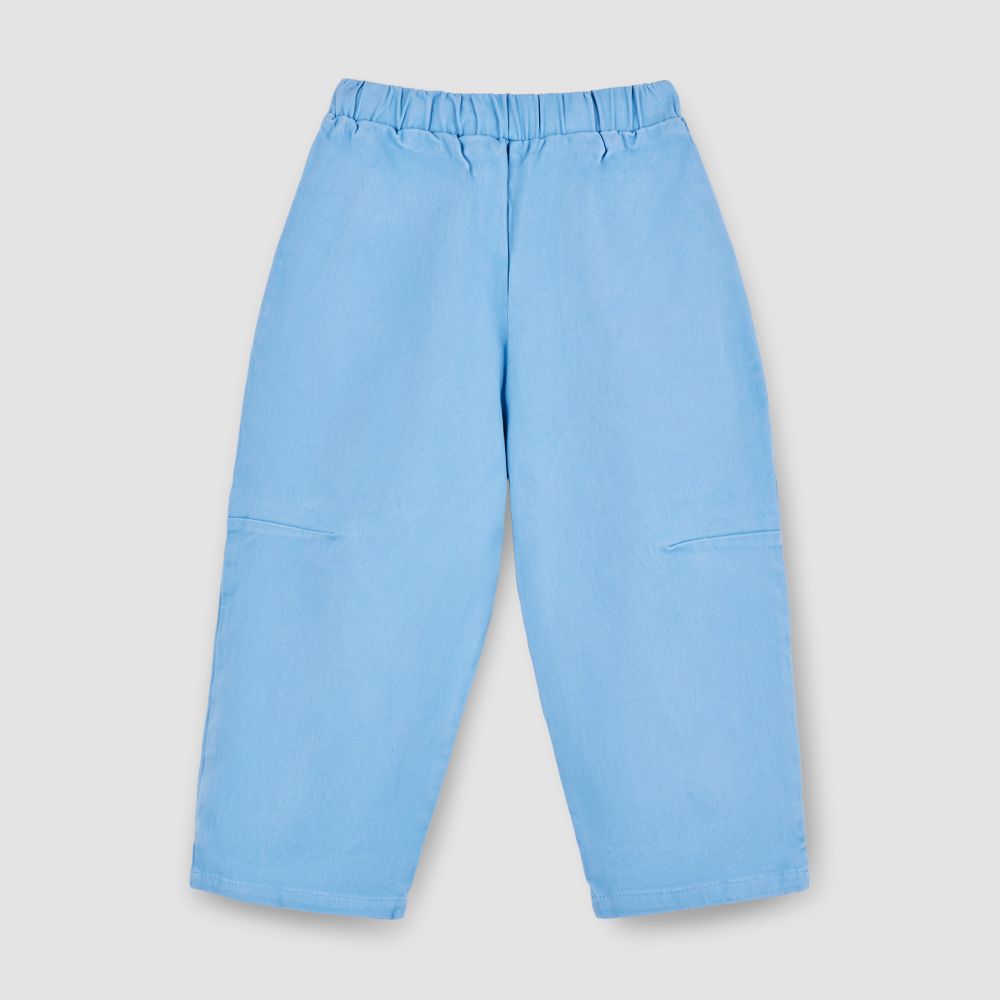 Широкие брюки из вареного денима серо-голубого цвета