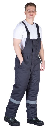 Костюм зимний "Байкит" с полукомбинезоном, т.серый/красный