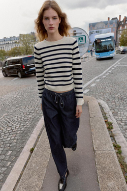 ZARA ДЖЕМПЕР В ПОЛОСКУ, ПЕСОЧНЫЙ/СИНИЙ